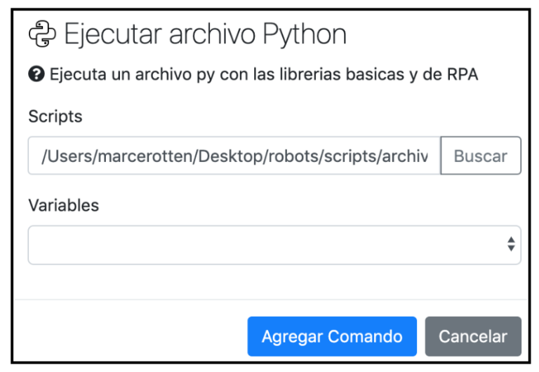 Ejecutar archivo Python - Rocketbot Studio